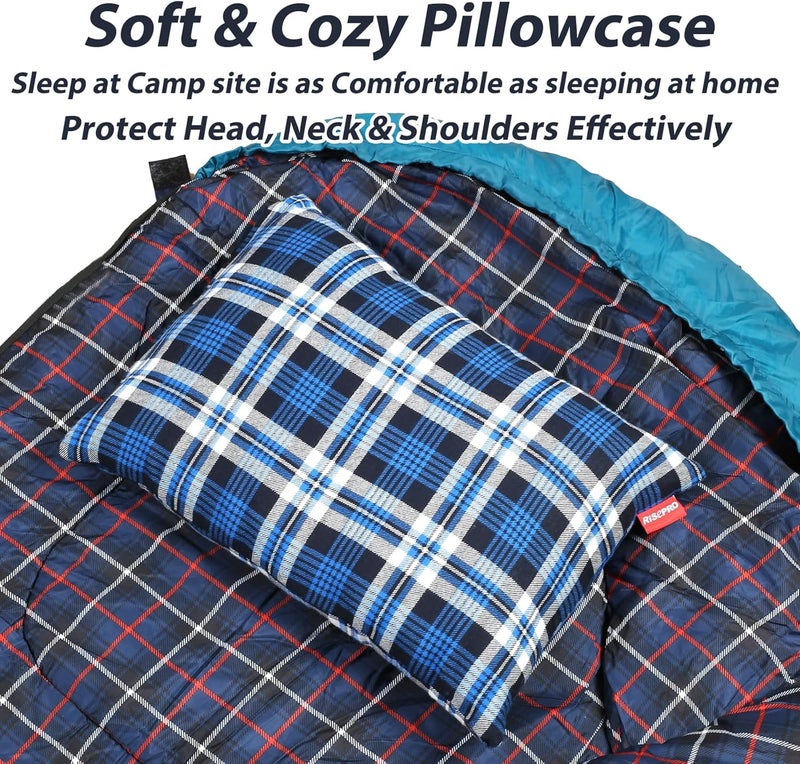 RISEPRO Outdoor Camping Pillow Lightweight, Compressible, Flannel Travel Pillow Cases, Washable Removable Pillow Cover Camping and Backpacking Blue - Image 5